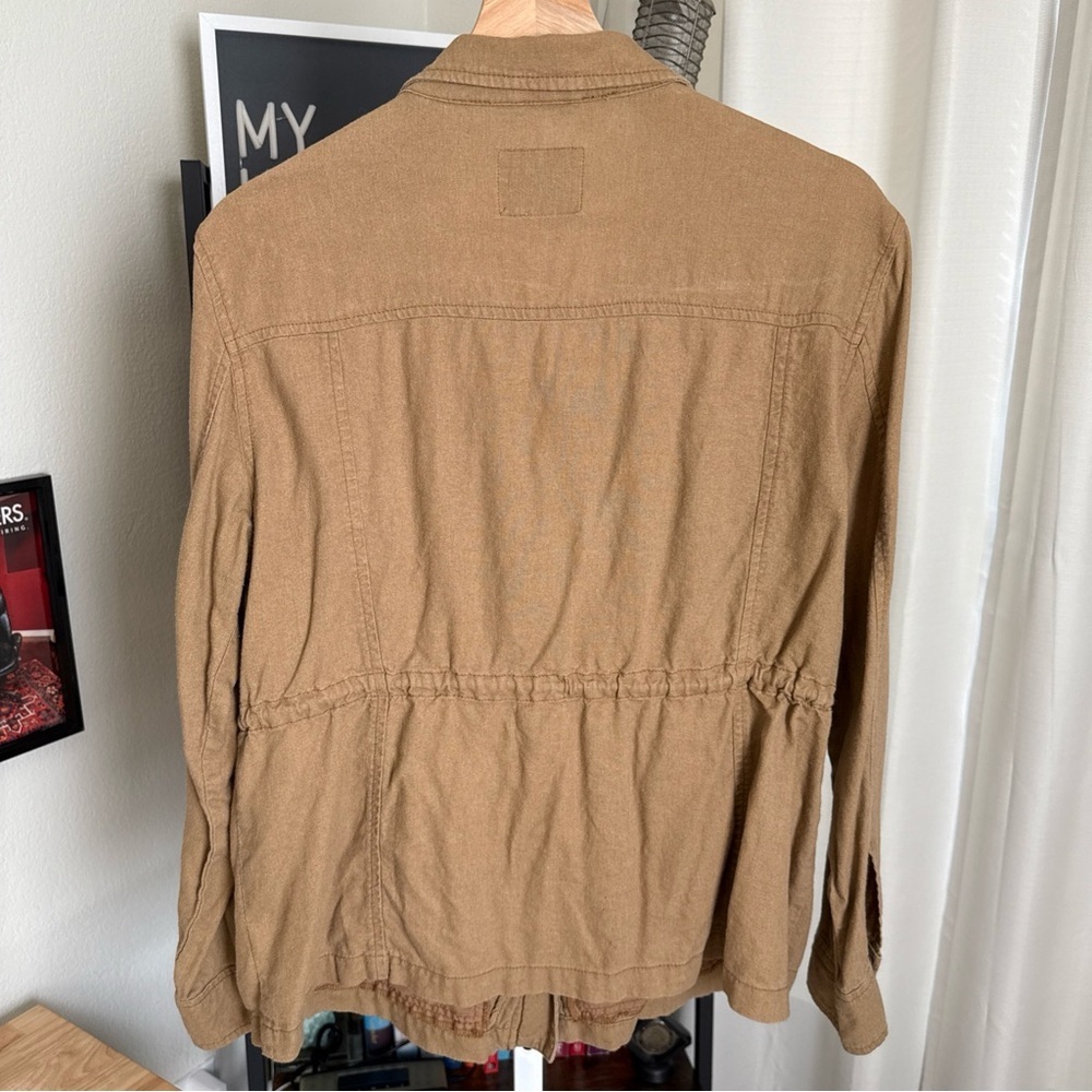 Old Navy Mock Neck Linen Blend Utility Jacket Women’s Size M Lightweight Zip - Picture 6 of 9